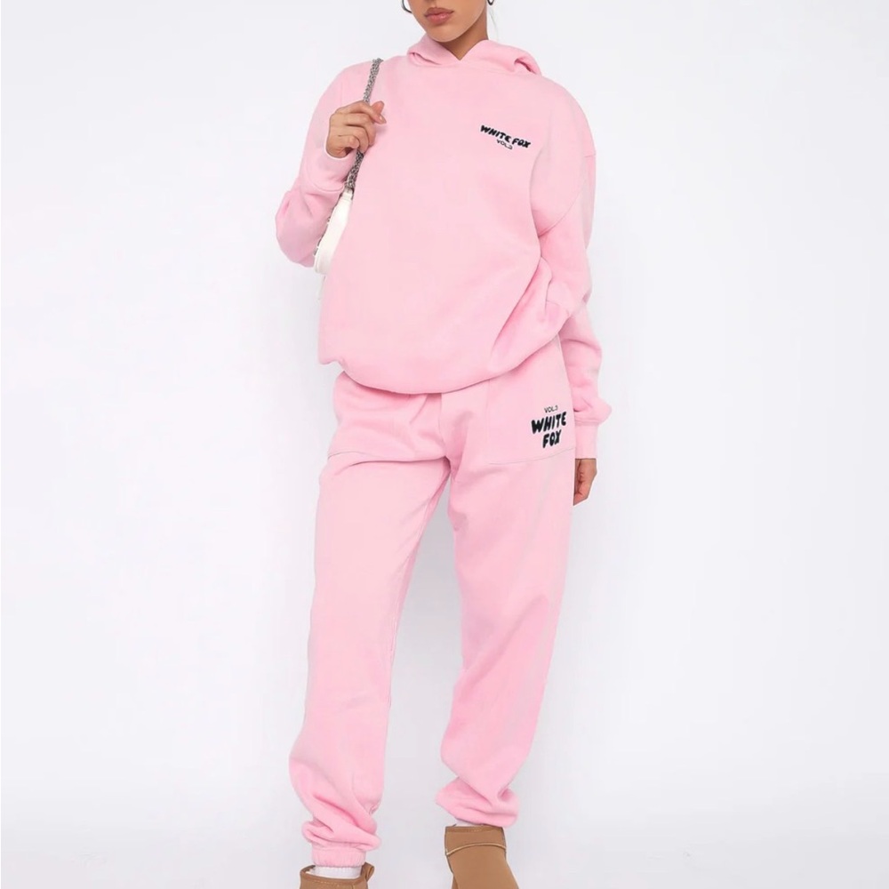 White Fox Pink Hoodie Set XS/S and XXS